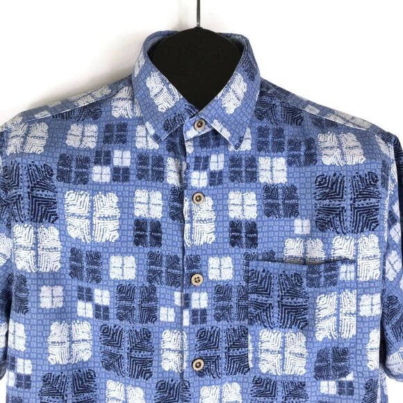 Nat Nast Silk Blend Short Sleeve Shirt Men's Medium Button Up Geometric Print - Picture 2 of 11